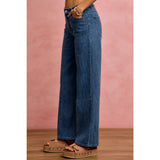 SEAM DETAIL MID RISE STRETCH DENIM JEANS PANTS
