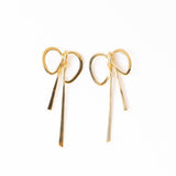 Katie Large Ribbon Bow Post Earrings Brass Wholesale