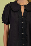Short Puff Sleeve Blouse with Peter Pan Collar