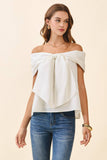 CT9079-Bow Accented Off The Shoulder Top