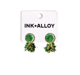 Kimberly Enamel Earring Leaf Green