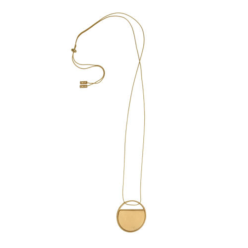 Brushed Circle Pendant Adjustable Necklace