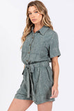 MINEREAL WASHED TIE WAIST OVERALL ROMPER