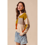 MULTI COLOR BLOCK CHECKERED SWEATER TOP
