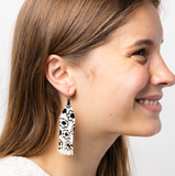 Delilah Poppies Beaded Fringe Earrings Ivory/Black