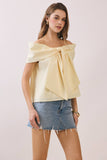 CT9079-Bow Accented Off The Shoulder Top
