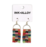 Allison Checked Beaded Fringe Earrings Multicolor Wholesale