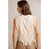 LACE TRIM RUFFLED BLOUSE TOP