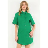 Short Sleeve Collared Button Dress