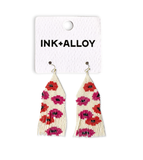 Delilah Poppies Beaded Fringe Earrings Hot Pink/Red