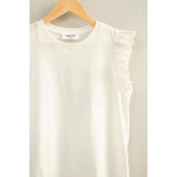 Ruffle Cap Sleeve Crew Neck Top