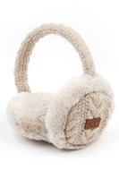 C.C Cable Knit Fur Earmuff Warmer: Light Gray