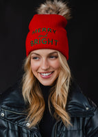 Red Merry & Bright Knit Pom Hat