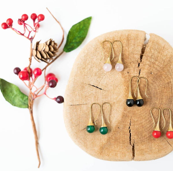 Gemstone Teardrop Earrings