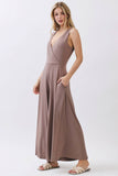 SURPLICE SLEEVELESS WIDE LEG JUMPSUIT - VJU17277