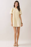 CD06182-Pleated Detail Back Hidden Zipper A Line Dress