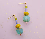 Colorful Teal Beaded Dangle Earrings