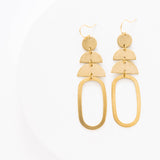 Long Oval and Moon Earrings