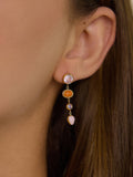 Évisa 18K Gold Non-Tarnish Pink Gemstone Drop Earrings