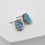 Druzy Sparkly Stone Crystals Stud Earrings