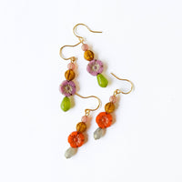 Beaded Flower Earrings, Botanical Earrings, Fall Winter 24