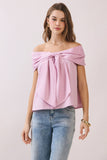 CT9079-Bow Accented Off The Shoulder Top