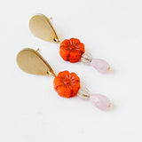 Romantic Flower Stud Earrings with Boho Charm