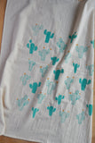 Cacti Towel, Handprinted Cotton Kitchen Towel, Cactus