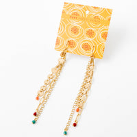 Long Gold Chain Earrings With Tiny Beads