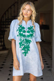 36552 Floral Embroidery Detailed Textured Shift Dress