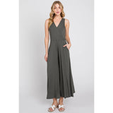 SURPLICE SLEEVELESS WIDE LEG JUMPSUIT - VJU17277