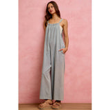 WIDE LEG LIGHTWEIGHT DENIM JUMPSUIT OVERALL