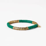 Grace Two Color Block Stretch Bracelet Kelly Green and Gold Wholesale