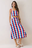 CST1052-Retro Print Crop Top & Midi Skirt Set