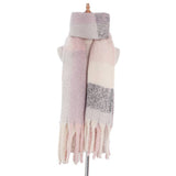 Soft Chunky Plaid Fleece Oblong Tassel Scarf