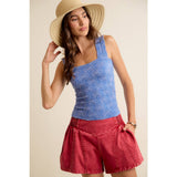 FLORAL JACQUARD SEAMLESS TANK TOP