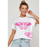BUTTERFLY DROPPED  VINTAGE GRAPHIC CROP TOP