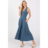 SURPLICE SLEEVELESS WIDE LEG JUMPSUIT - VJU17277