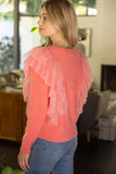 34916 Layered Tulle Detailed Sweater Top