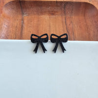 Bow Studs - Black Glitter // Game Day Earrings