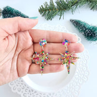 Star of Bethlehem Earrings - Gold Sparkle // Christmas, Holiday