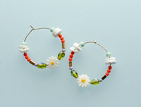 Daisy Beaded Hoops