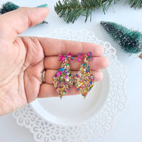 Christmas Ornament Earrings - Gold Sparkle // Holiday