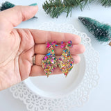 Christmas Ornament Earrings - Gold Sparkle // Holiday