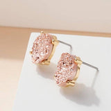 Druzy Sparkly Stone Crystals Stud Earrings