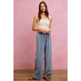 SIDE BUTTONS PULL ON WIDE LEG DENIM JEANS PANTS