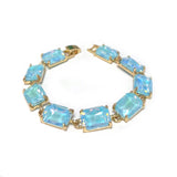 Emerald Cut Glass Crystal Linked Statement Bracelet