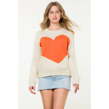Colorblock Heart Knit Sweater