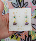 Purple Fluted Dangle Earrings