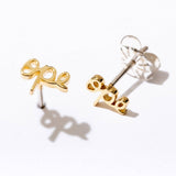 14K Gold Plated Ope Script Stud Earrings - Single or Pair